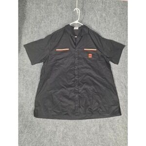 Burger King Mens Black Short Sleeve Button Up Employee Uniform Shirt XL Logo